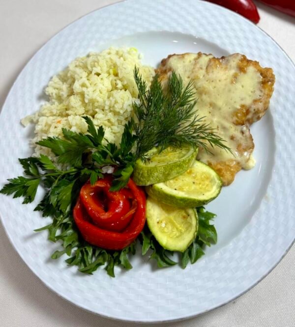 Рис с отбивной ( гарнир на выбор)